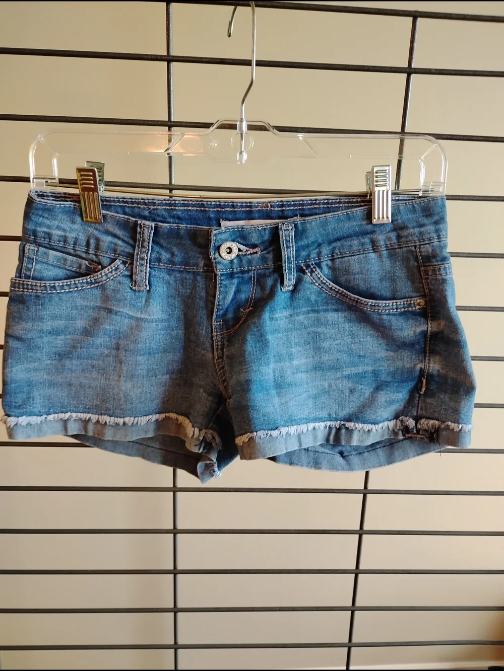Levi's Blue Frayed Hem Denim Short Shorts